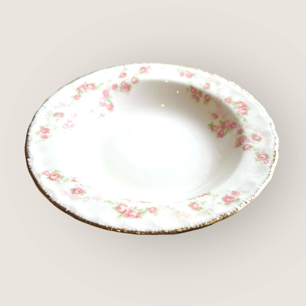 Vintage Pope Gosser Florence Rose Garland Fruit Dessert Bowl
